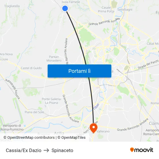Cassia/Ex Dazio to Spinaceto map