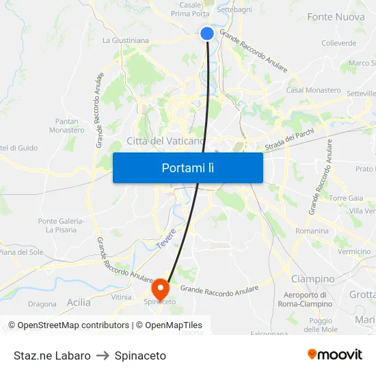 Staz.ne Labaro to Spinaceto map