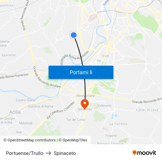 Portuense/Trullo to Spinaceto map