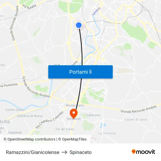 Ramazzini/Gianicolense to Spinaceto map