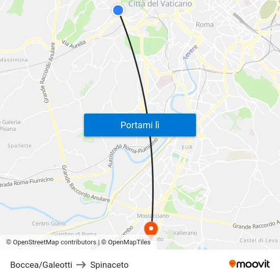Boccea/Galeotti to Spinaceto map