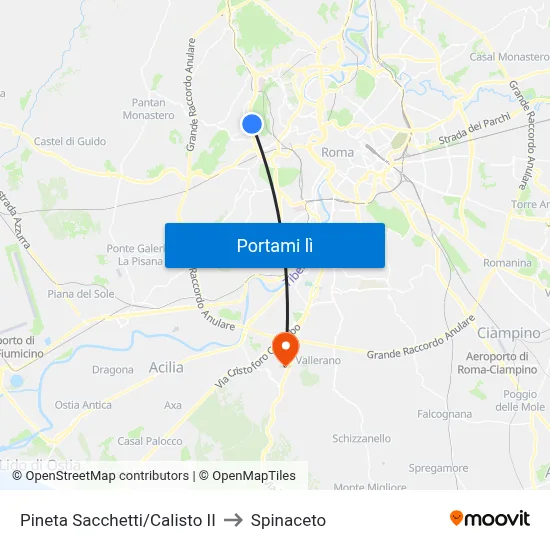 Pineta Sacchetti/Calisto II to Spinaceto map