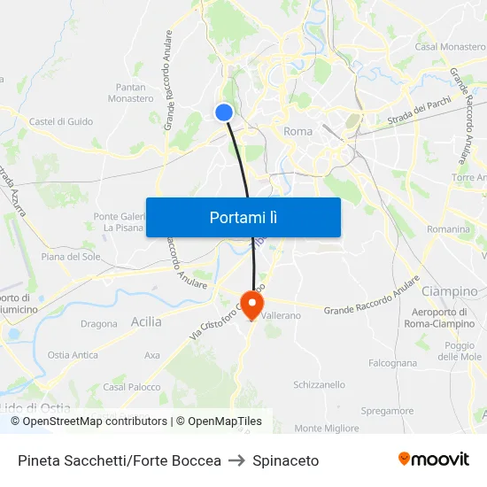 Pineta Sacchetti/Forte Boccea to Spinaceto map