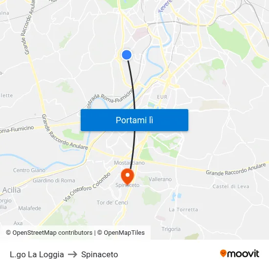 L.go La Loggia to Spinaceto map