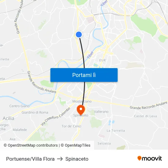 Portuense/Villa Flora to Spinaceto map