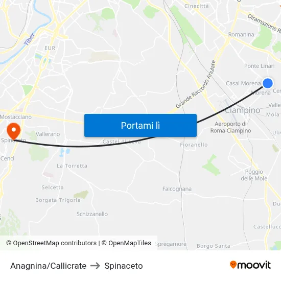 Anagnina/Callicrate to Spinaceto map