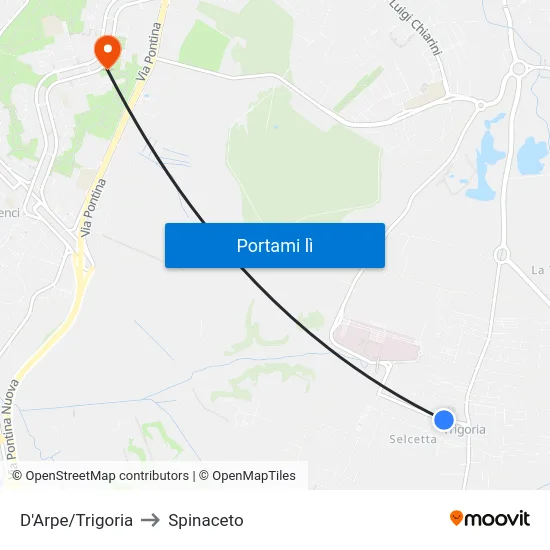 D'Arpe/Trigoria to Spinaceto map