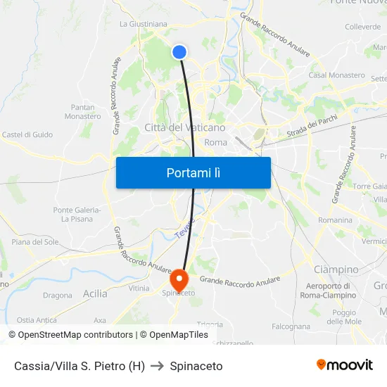 Cassia/Villa S. Pietro (H) to Spinaceto map