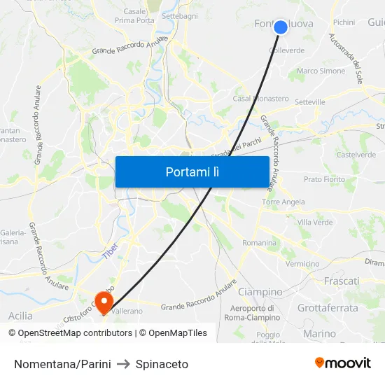 Nomentana/Parini to Spinaceto map