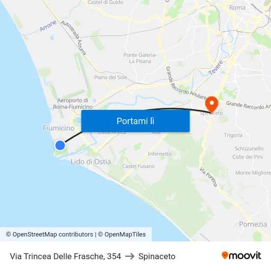 Via Trincea Delle Frasche, 354 to Spinaceto map