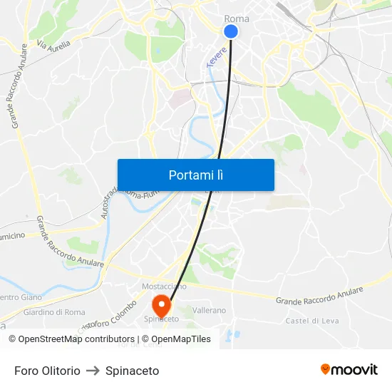 Foro Olitorio to Spinaceto map