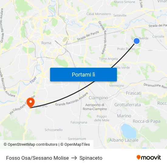 Fosso Osa/Sessano Molise to Spinaceto map