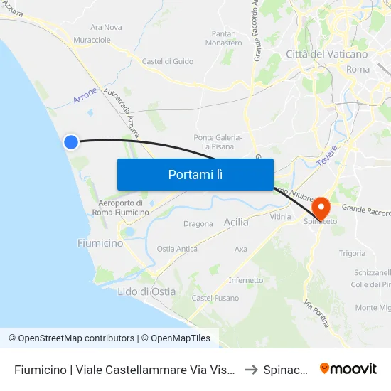 Fiumicino | Viale Castellammare Via Viserba to Spinaceto map