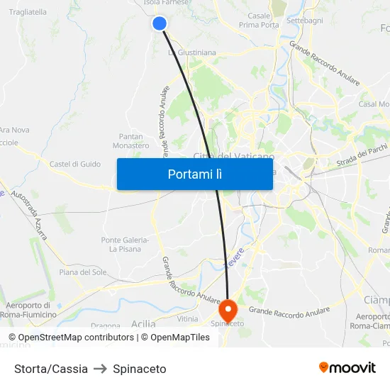 Storta/Cassia to Spinaceto map