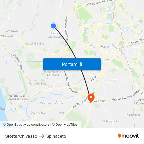 Storta/Chivasso to Spinaceto map
