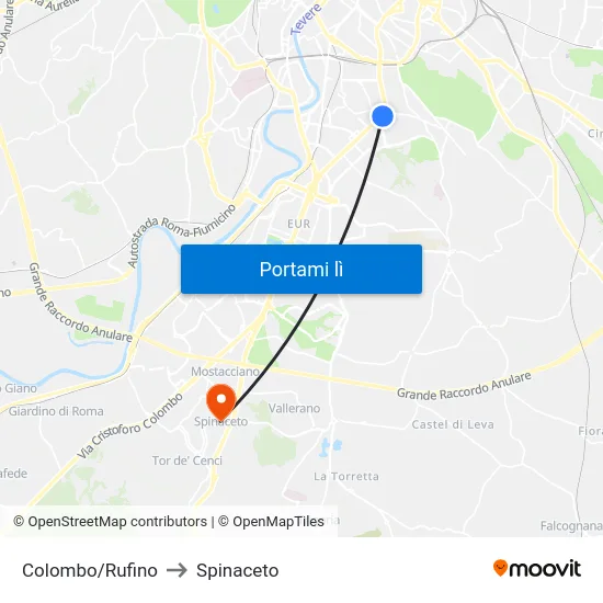 Colombo/Rufino to Spinaceto map