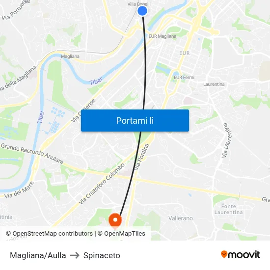 Magliana/Aulla to Spinaceto map