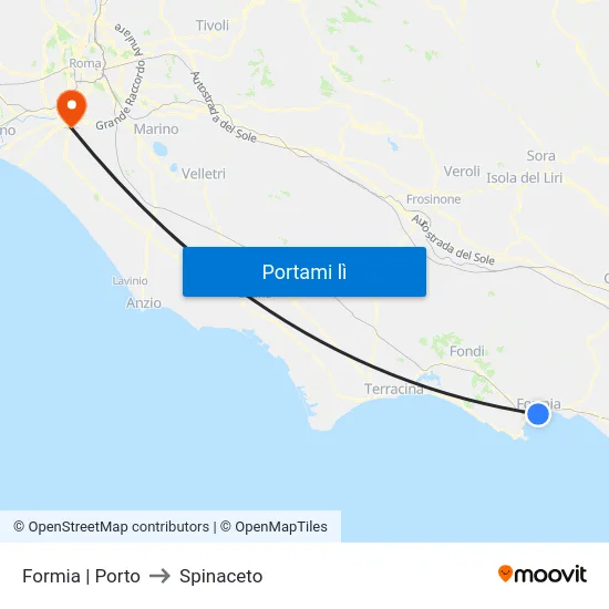 Formia | Porto to Spinaceto map