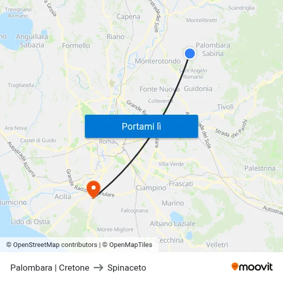 Palombara | Cretone to Spinaceto map