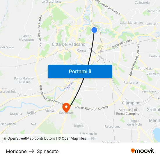 Moricone to Spinaceto map
