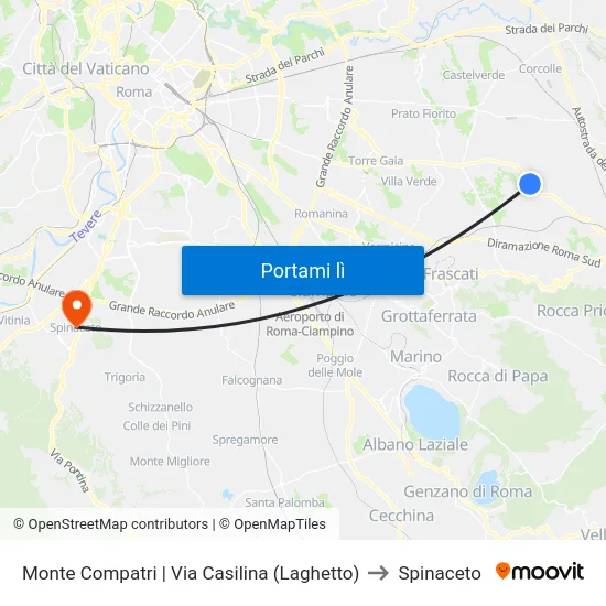 Monte Compatri | Via Casilina Via Dei Lavoratori to Spinaceto map