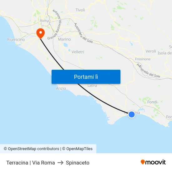 Terracina | Via Roma to Spinaceto map