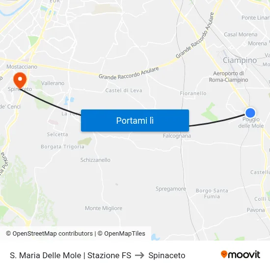S. Maria Delle Mole | Stazione FS to Spinaceto map