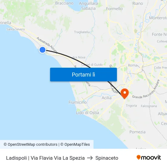 Ladispoli | Via Flavia Via La Spezia to Spinaceto map