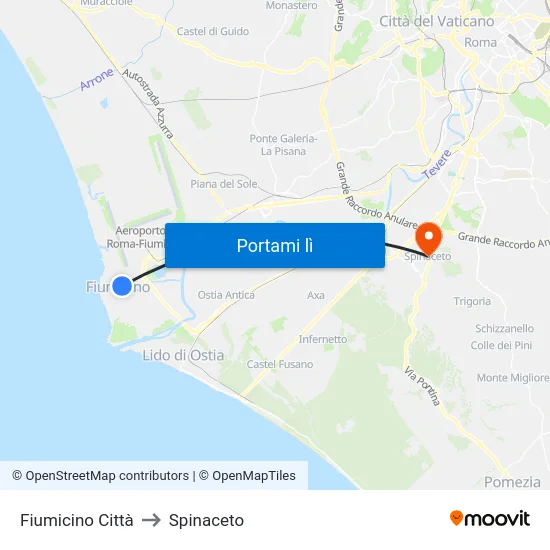 Fiumicino Città to Spinaceto map