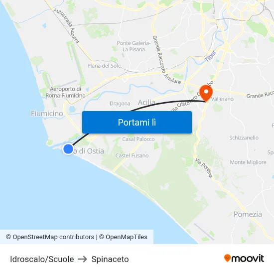 Idroscalo/Scuole to Spinaceto map