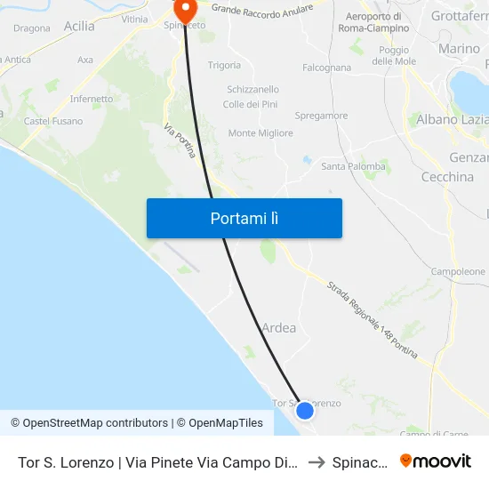 Tor S. Lorenzo | Via Pinete Via Campo Di Carne to Spinaceto map