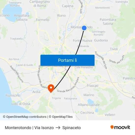 Monterotondo | Via Isonzo to Spinaceto map