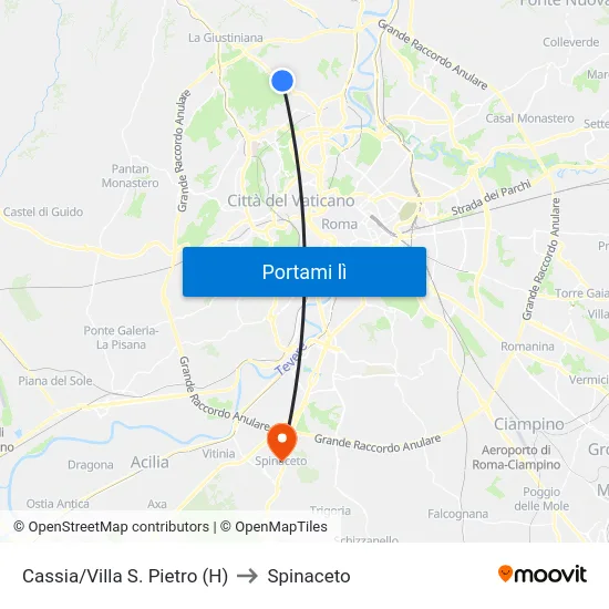 Cassia/Villa S. Pietro (H) to Spinaceto map
