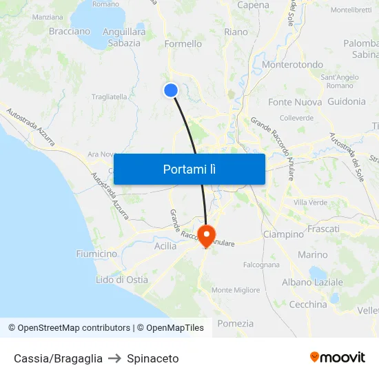 Cassia/Bragaglia to Spinaceto map