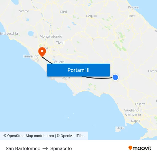 San Bartolomeo to Spinaceto map