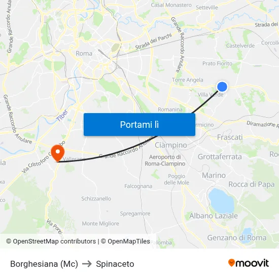Borghesiana (Mc) to Spinaceto map