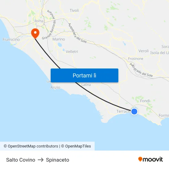 Salto Covino to Spinaceto map