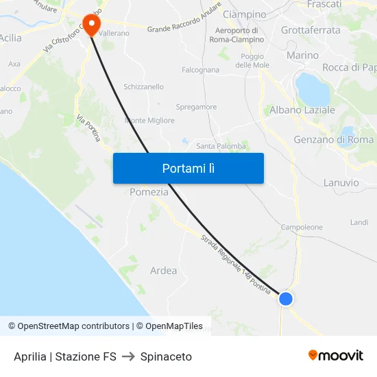 Aprilia | Stazione FS to Spinaceto map