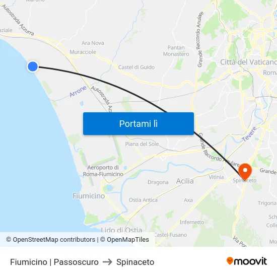 Fiumicino | Passoscuro to Spinaceto map