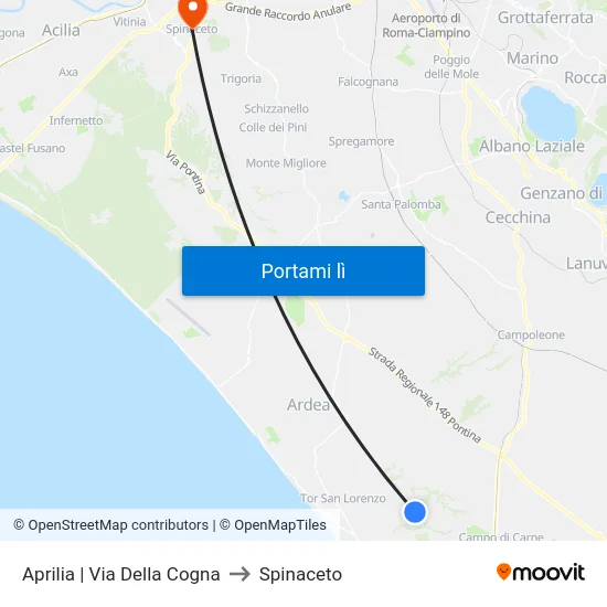 Aprilia | Via Della Cogna to Spinaceto map