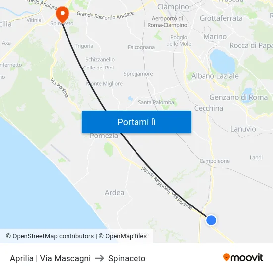 Aprilia | Via Mascagni to Spinaceto map