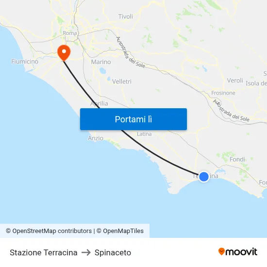 Stazione Terracina to Spinaceto map