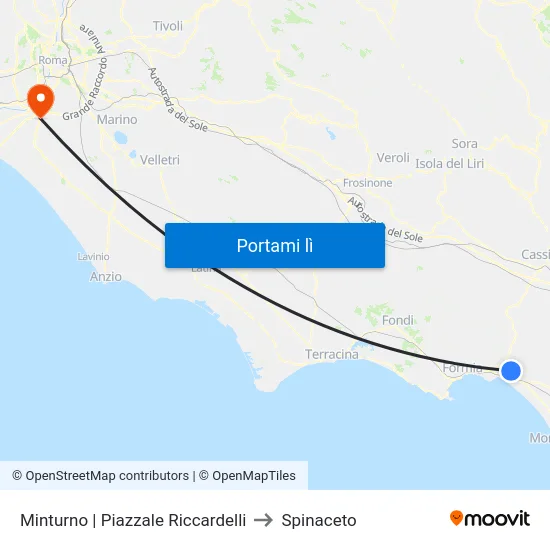 Minturno | Piazzale Riccardelli to Spinaceto map