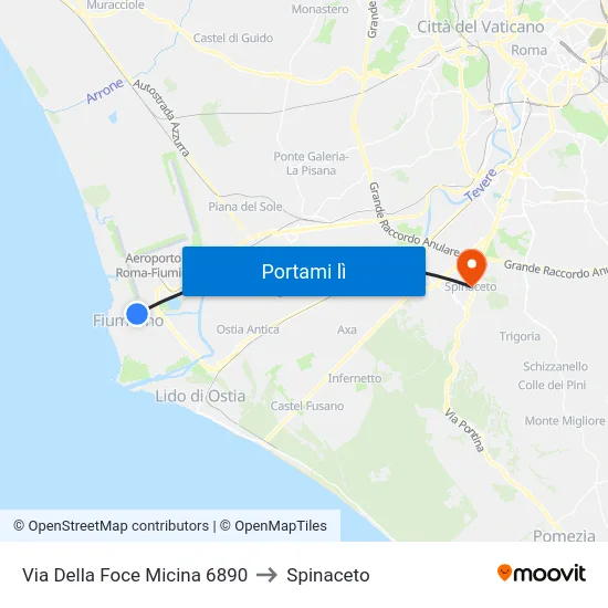 Via Della Foce Micina 6890 to Spinaceto map