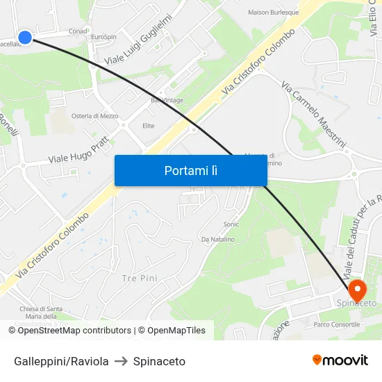 Galleppini/Raviola to Spinaceto map