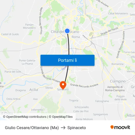 Giulio Cesare/Ottaviano (Ma) to Spinaceto map