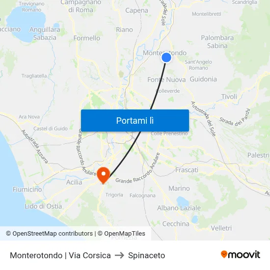 Monterotondo | Via Corsica to Spinaceto map