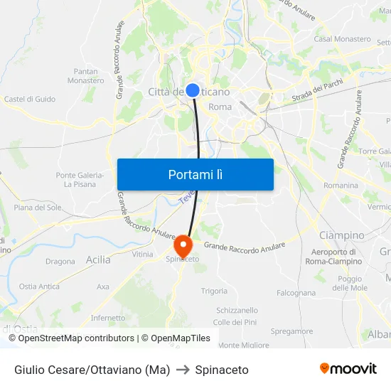 Giulio Cesare/Ottaviano (Ma) to Spinaceto map