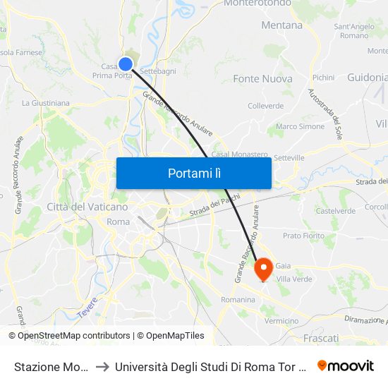 Stazione Montebello (Rv) to Università Degli Studi Di Roma Tor Vergata - Facoltà Di Economia map