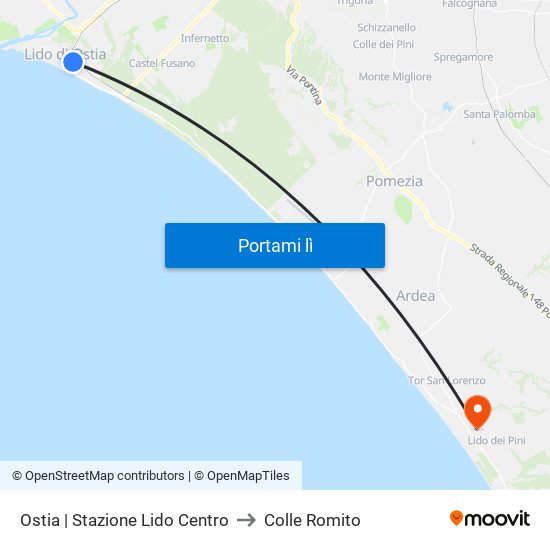 Ostia | Stazione Lido Centro to Colle Romito map